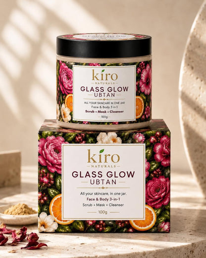 Kiro Naturals Complete Glow & Hair Care Bundle | Glass Glow Ubtan + Gloss Therapy Hair Mask