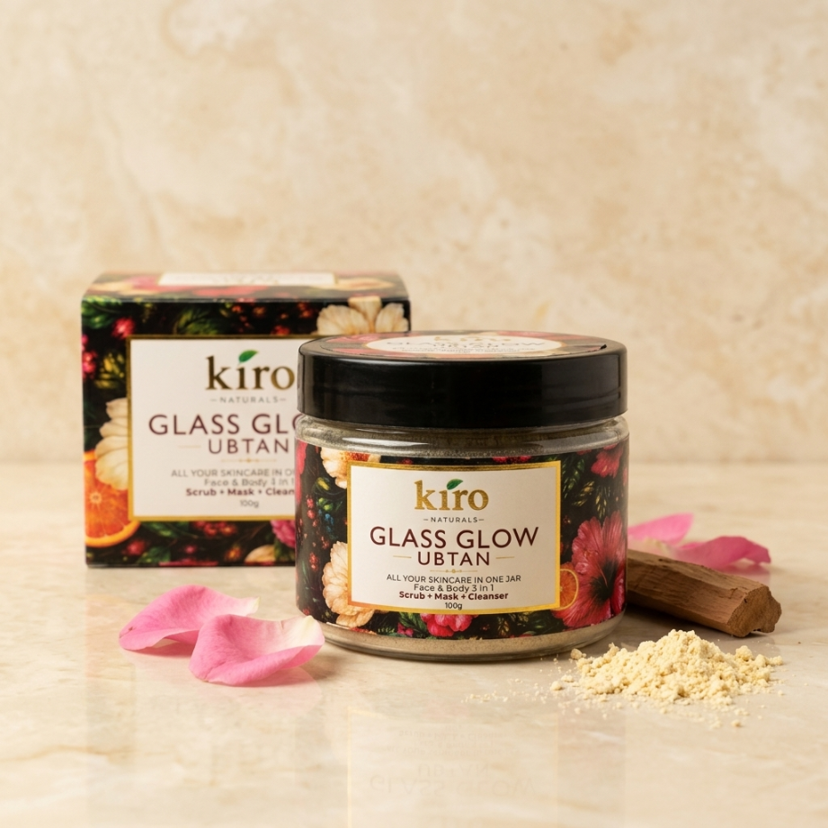 Kiro Naturals Glass Glow Ubtan | 3-in-1 Face & Body Cleanser, Scrub & Mask (100g)