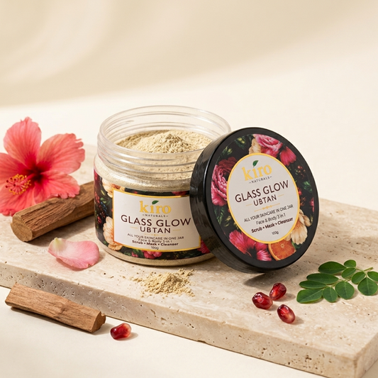 Kiro Naturals Glass Glow Ubtan | 3-in-1 Face & Body Cleanser, Scrub & Mask (100g)