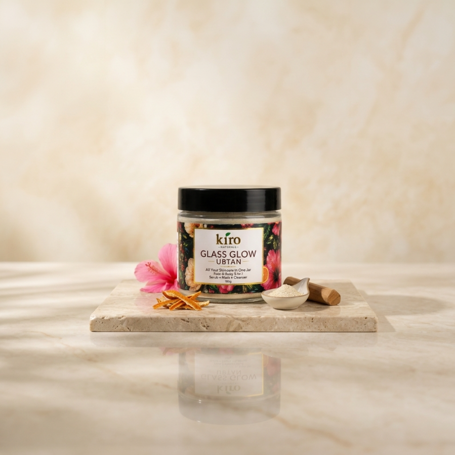 Kiro Naturals Glass Glow Ubtan | 3-in-1 Face & Body Cleanser, Scrub & Mask (100g)