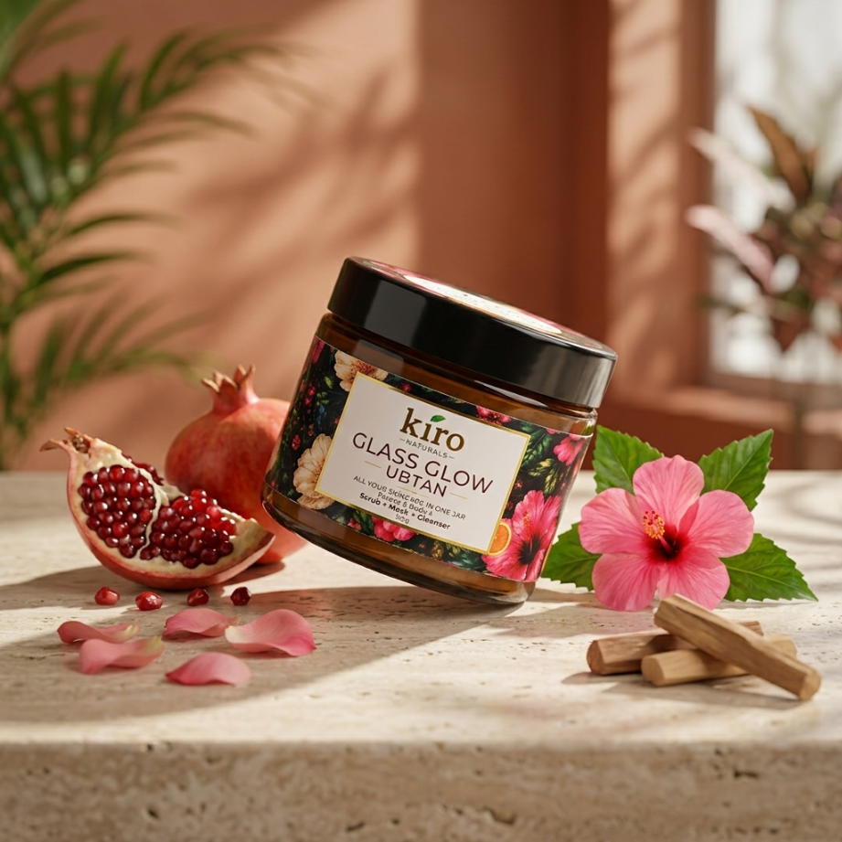 Kiro Naturals Glass Glow Ubtan | 3-in-1 Face & Body Cleanser, Scrub & Mask (100g)