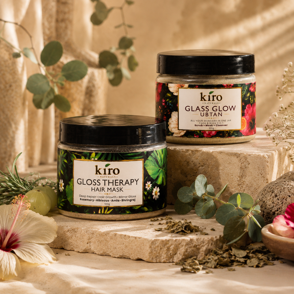 Glow & Hair Care Bundle | Glass Glow Ubtan + Gloss Therapy Hair Mask